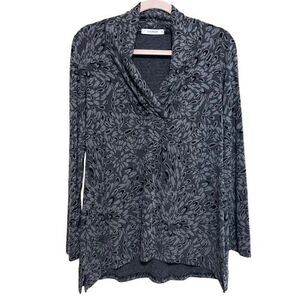 Cut Loose Floral Tunic Top Women Medium Shawl V Neck Knit Stretch Lagenlook Art